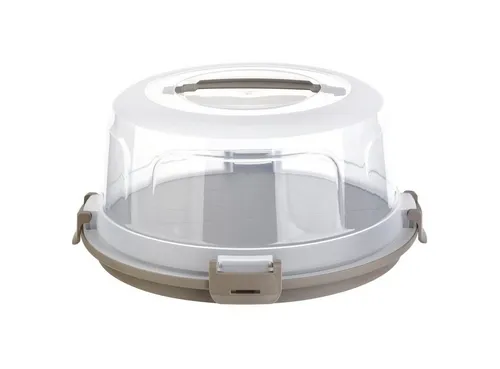 Engelland Kuchentransportbox mit Griff, Deckel und 4-fach Klick-Verschluss, rund, Kunststoff, (36,50 cm x H 17,50 cm, BPA-frei), spülmaschinengeeignet, lebensmittelecht, Stückeinteilungshilfe