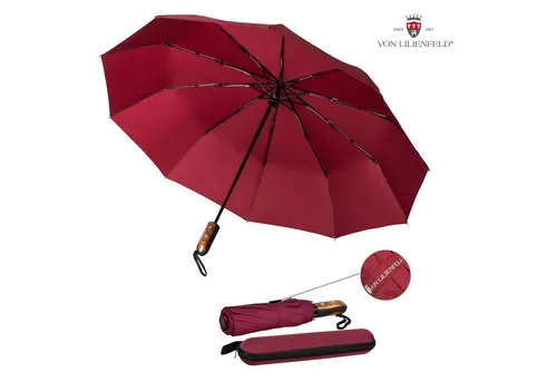 von Lilienfeld Taschenregenschirm Schirm Clark mit Reise-Etui Auf-Zu-Automatik Teflonbeschichtung, extrem wasserabweisend, schnelltrocknend