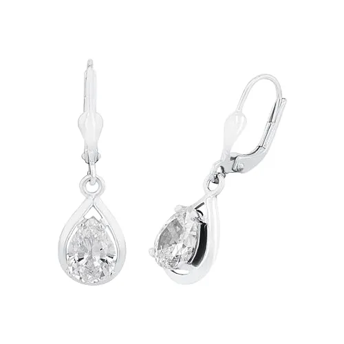 Amor Ohrhänger 925 Sterling Silber mit Zirkonia - Ohrringe für Damen, elegante tropfenförmige Ohrhänger aus 925er Sterling Silber mit schimmerndem Zirkonia, in hochwertiger Geschenkbox für besondere Anlässe.