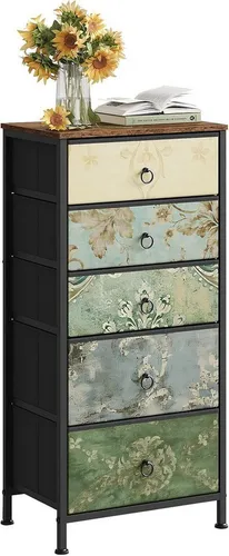 Woltu Kommode mit 4 Schubladen und Vintage-Blumenmotiv von WOLTU