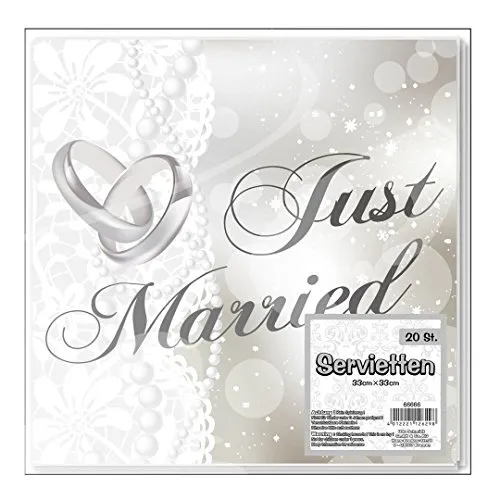 Unbekannt Serviette Just Married, 20-TLG. Papier, 33 x 33 cm