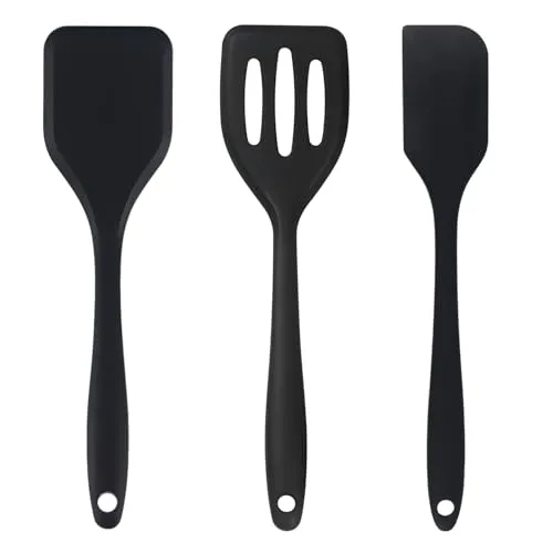 Mini-Silikon-Spatel, kleiner Spatel, leicht zu reinigen, zum Braten, Kochen, Wenden von Fischeiern, Pfannkuchen, 3 Stück