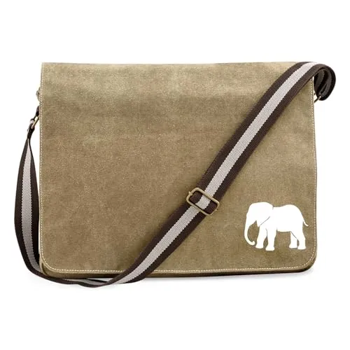 Huuraa Umhängetasche Elefant Silhouette Geschenk 14 Liter Sahara Canvas Elefant Geschenkidee