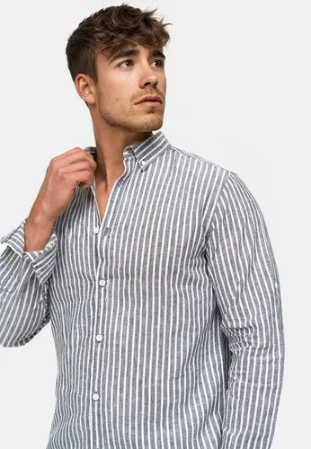Indicode Herren Brayden Hemd gestreift mit Button-Down-Kragen - Navy, 3XL - Hochwertiges Langarmhemd mit stilvollem Streifenmuster und Button-Down-Kragen. Angenehmes Material und lässiger Regular Fit für jeden Anlass. Ideal für moderne Männer, die Wert auf Qualität legen.