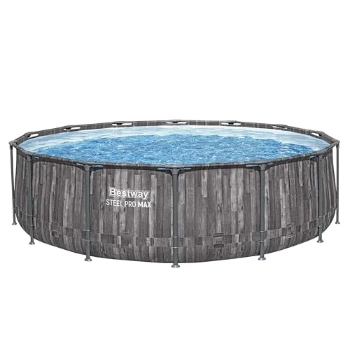 Steel Pro MAX™ Solo Pool Ø 427 x 107 cm - Holz-Optik - Runder Quick-Up-Pool in eleganter Holz-Optik, ideal für den Sommer. Einfach aufzubauen und perfekt für die ganze Familie.