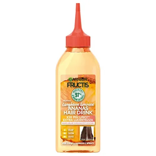 Garnier Fructis Lamellenspülung Hair Food Ananas, für Glanz bei langem und stumpfem Haar, Formel mit 97% Inhaltsstoffen natürlichen Ursprungs, 200 ml