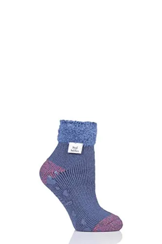 HEAT HOLDERS Damen Lounge Feder Oben Socken Packung mit 1 Gedämpftes Blau37-42