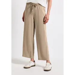 Street One Damen 3716099 Wide Leg Hose, Safari Beige, 38 - Damen-Hosen mit Loose Fit, High Waist und breiten Beinen für einen lässigen Look. Elastischer Bund mit Tunnelzug und seitlichen Taschen für optimalen Tragekomfort.
