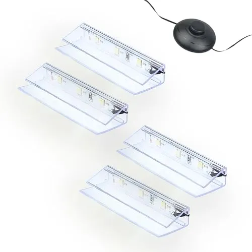 kalb | LED Glaskantenbeleuchtung Clip Set 3000K/5000K - Transparent & Plug & Play - Stylische LED Glaskantenbeleuchtung für Vitrinen und Regale. Die nahezu unsichtbaren Clips sorgen für eine blendfreie Ausleuchtung und einfache Installation ohne Werkzeug. Wählen Sie zwischen warmweißem oder neutralweißem Licht.