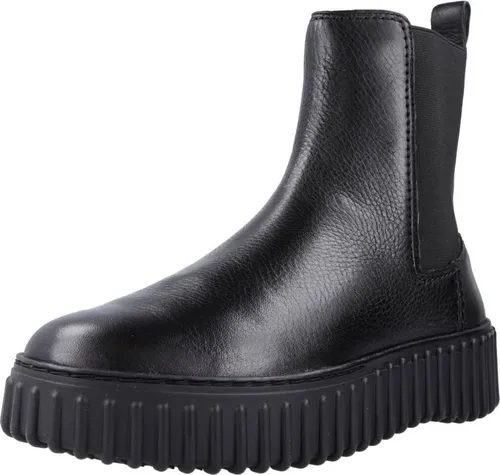 Clarks Torhill Maple Stiefel - Damen Chelsea-Boots aus Glattleder, Schwarz - Stiefeletten mit doppelten Stretcheinsätzen für einfachen Einstieg und maximale Flexibilität. Das gepolsterte Contour Cushion® Wechselfußbett sorgt für hohen Tragekomfort.