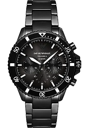 Emporio Armani Herrenuhr quarz/chrono Uhrwerk 43mm Gehäusegröße mit einem keramikarmband AR70010