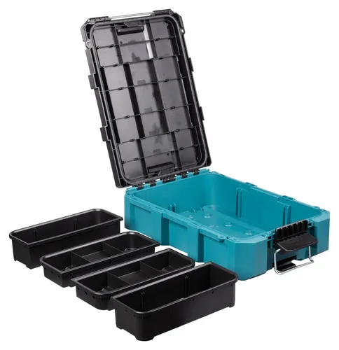 Makita MAKTRAK M P-91039 Werkzeugkoffer - Vielseitiger Werkzeugkoffer von Makita mit intelligenter Innenaufteilung, robust und bis 34 kg belastbar. Ideal für den sicheren Transport und die strukturierte Aufbewahrung Ihrer Werkzeuge.