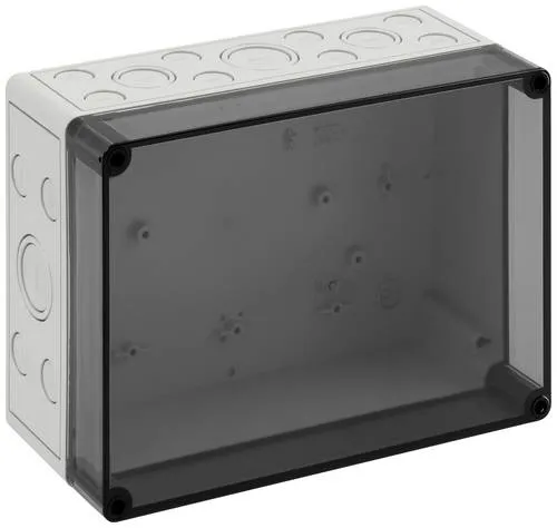 Spelsberg PS 2518-11-tm Leergehäuse - Schalter, IP66 Schutzart, ideal für industrielle Anwendungen, mit transparentem Deckel und robustem Polystyrol-Gehäuse, Maße: 254 x 180 x 111 mm.
