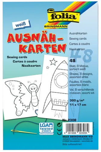 folia Ausnähkarten, 110 x 170 mm, weiß