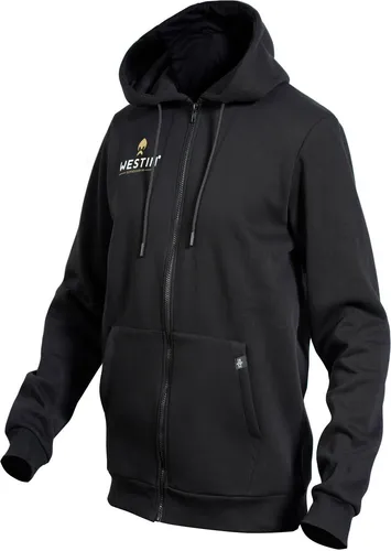 Westin Zip Hoodie Black - Angelpullover für Angler, Größe:M - Hochwertiger Hoodie von Westin mit geteilter Bauchtasche und Kapuze, perfekt für Angelabenteuer. Angenehmer Tragekomfort dank 65% Baumwolle und 35% Polyester.