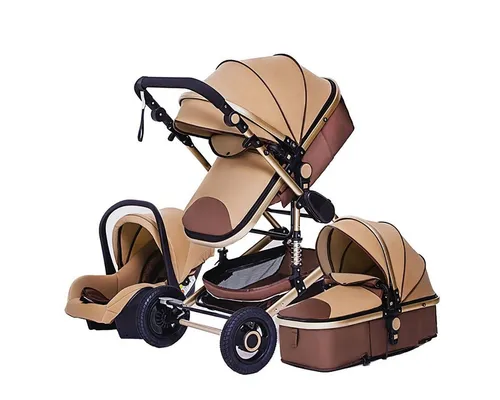 TPFLiving Kombi-Kinderwagen 3in1 Set in braun von TPFFamily