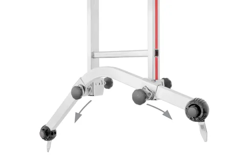 HYMER Universal-Traverse für Anlege-, Schiebe- und Seilzugleitern - Leiterzubehör, stufenlos verstellbar für Holmgröße 60-100 mm, idealer Niveau-Ausgleich bis 350 mm, inklusive Befestigungsmaterial für sicheren Halt.