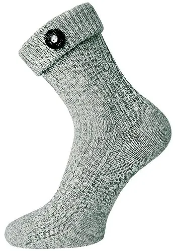 TippTexx 24 2 Paar Trachtensocken mit angenähten Trachten-Knopf mit Anti-Loch-Garantie (as3, numeric, numeric_43, numeric_46, regular, regular, Silbermelange, 43-46)