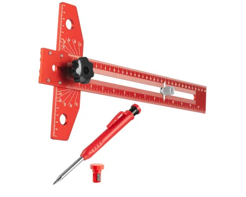 STAHLWERK Flachwinkel Winkel-Anreißlineal aus Aluminium mit Anschlag - Präzises Anschlagwinkel für exakte Messungen, robust aus Aluminium und ideal für Handwerksprojekte