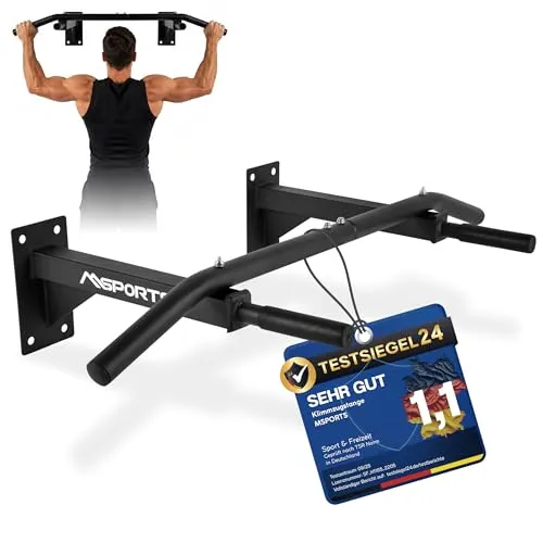 MSPORTS Klimmzugstange für Wandmontage | Robuste Reckstange - Die MSPORTS Klimmzugstange für Wandmontage ist ideal für das Training zu Hause oder im Studio. Sie bietet hohe Stabilität, ist ergonomisch geformt und kommt mit Montagezubehör. Perfekt für vielseitige Übungen und sicheres Training.