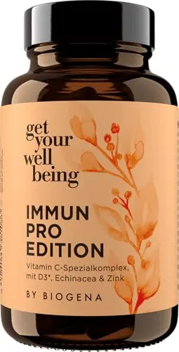 get your wellbeing by BIOGENA - Immun Pro Spezialkomplex - Immunsystem Zellschutz mit Vitamin-C, D3, Zink, Magnesium & Echinacea - 60 Kapseln - Nahrungsergänzungsmittel vegan & konservierungsstofffrei