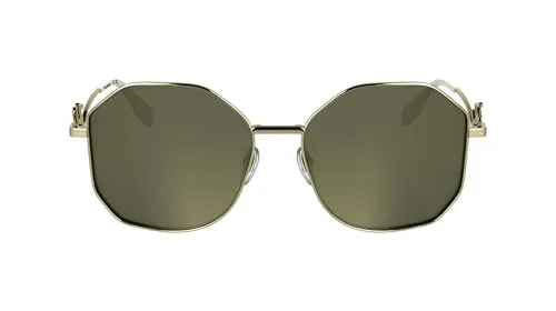 KARL LAGERFELD Women's Sunglasses KL358S - Gold Shiny with Solid Light Brown Mirror Lens