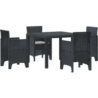 vidaXL 5-tlg Garten-Essgruppe mit Kissen Anthrazit - Gartentisch-Set für 4 Personen, wetterfest und UV-beständig – ideal für entspannte Mahlzeiten im Freien, auch bei Sonne und Regen.