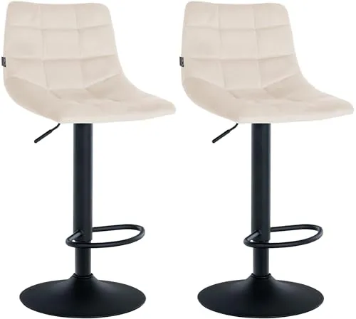 CLP 2er Set Barhocker Jerry Samt in beige von CLP