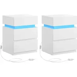 VASAGLE Nachttisch 2er Set mit LED-Beleuchtung - Nachttische & Nachtkonsolen, modernes Design mit integrierter LED-Beleuchtung für stimmungsvolle Akzente im Schlafzimmer.
