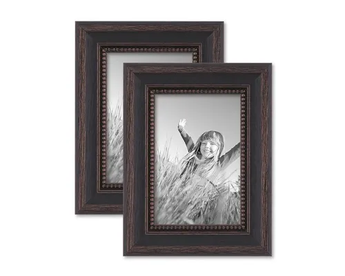 PHOTOLINI Bilderrahmen 2er Set im Shabby-Chic Landhaus-Stil Massivholz