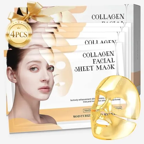 Stück 24K Golden Collagen Maske, Silk Peptide Intensive Gold Overnight Mask, Overnight Feuchtigkeitsmaske Gesicht, Anti-Aging, Hydrating, Anti Wrinkle, Jugendliche Haut 4