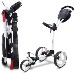Big Max Blade Trio 3-Rad Golftrolley Ultra flach 2023 - Weiß - Zieh-Golfcarts mit speziellem Faltmechanismus für schnellen Aufbau und stabile Konstruktion, ideal für Reisen und jede Baggröße.