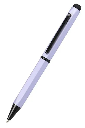 𝗢𝗡𝗟𝗜𝗡𝗘 Kugelschreiber Hexagon Stylus Lila, sechseckiger Kugelschreiber aus Aluminium, auswechselbare D1-Mine, Schreibfarbe blau, Stift mit Touchpen, 1 Stück