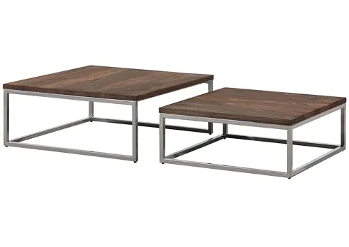 MASSIVMOEBEL24.DE Couchtisch 2er-Set Sheesham braun geölt in braun von Massivholzmöbel24