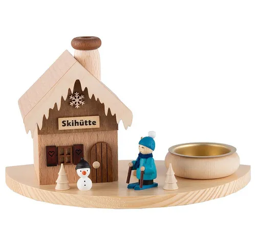 Ullrich Kunsthandwerk Räuchermännchen Rauchhaus Skihütte (10,5cm)