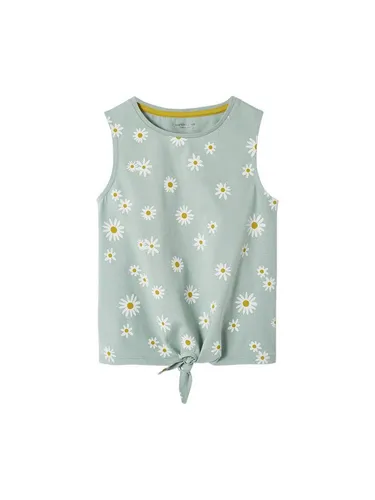 vertbaudet Trägertop Mädchen Top mit Knoten, bedruckt Knotendetail am Saum