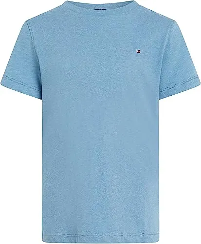 Tommy Hilfiger BOYS BASIC CN KNIT T-Shirt - Kinder-Shirt aus 100% Baumwolle in meliertem Dunkelblau, ideal für den Alltag und bequem zu tragen, für Kinder bis 16 Jahre.