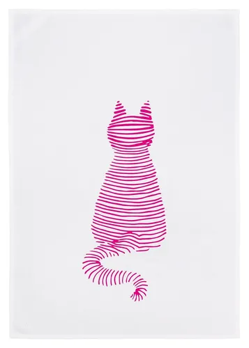 Geschirrtuch 17;30 Hamburg 100% Baumwolle Küchentuch Katze Kater pink 50x70cm