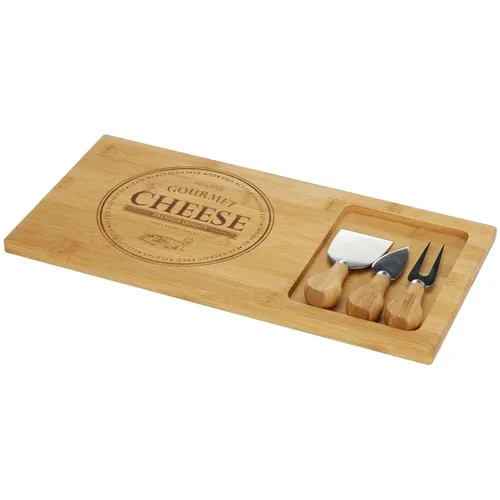 ORION Käsebrett Bambusbrett mit Käsemessern CHEESE - Schneidebrett aus hochwertigem Bambus mit 3 praktischen Käsemessern, ideal für stilvolles Servieren und Genießen von Käse.