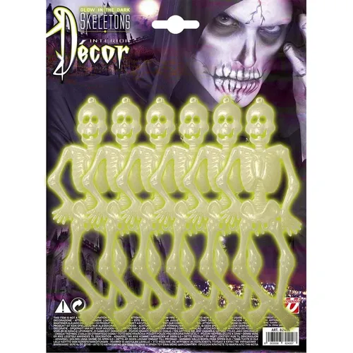 6x Selbstleuchtende Skelette / Halloween Party Fest Deko Fluoreszierende Gerippe