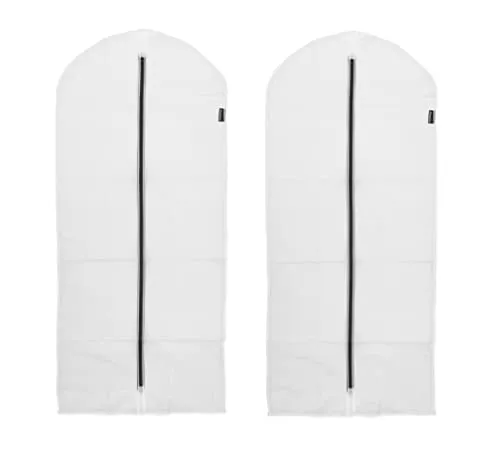 Brabantia - Kleiderschutzhüllen L - Kleiderschutztasche - Transparenter Hängesack - Kleiderschrank Aufbewahrung - Kleiderständer Organisator - für Mäntel & Kleider - 2er-Set - White - 60 x 135 cm