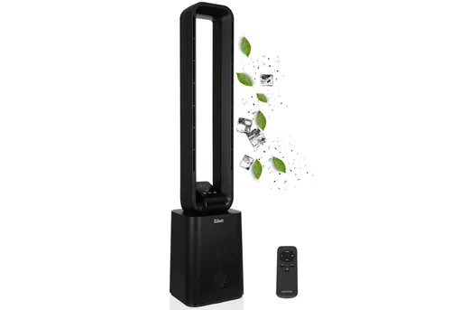 Zilan Turmventilator Venom Black - Leise & Energiesparend mit Fernbedienung - Ventilatoren: Blattloser Turmventilator mit BLDC-Motor für leisen Betrieb, 12 Geschwindigkeitsstufen und 3 Modi für individuellen Komfort.