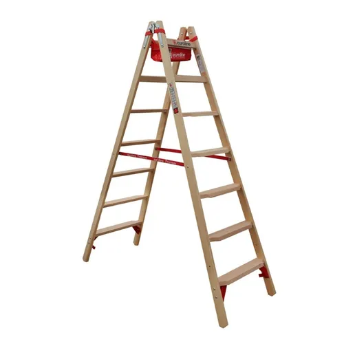 Holz Comfort-Stufenstehleiter Nr. 10577 2x7 mit Eimerhaken von euroline