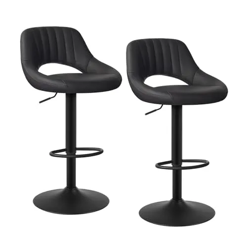 EUGAD 2X Barhocker - Designer Hocker 360° drehbar & höhenverstellbar - Barhocker mit Kunstleder und Stahl, bietet hervorragenden Sitzkomfort und Stabilität. Ideal für moderne Küchen oder Bars mit stilvollem Design.