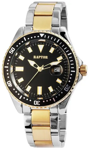 Raptor Quarzuhr Serious mit Edelstahlarmband - Hochwertige Herrenarmbanduhr mit Datumsanzeige und wasserdicht bis 5 bar. Das elegante Edelstahlarmband und die drehbare Lünette setzen modische Akzente.