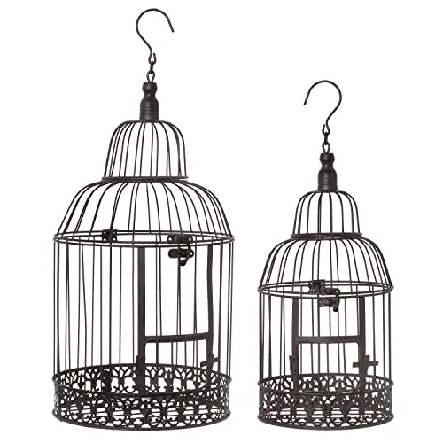 Moritz Deko-Vogelkäfig braun rund 2er Set - Windlichter im Antik Stil, vielseitig als Pflanzkäfig oder zur Dekoration mit Kerzen und Lichtern verwendbar - ideales Geschenk im Shabby Chic Design.