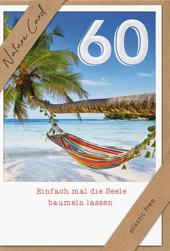 Zahlengeburtstag – 60. Geburtstag - Nature Cards – unverpackt - Glückwunschkarte