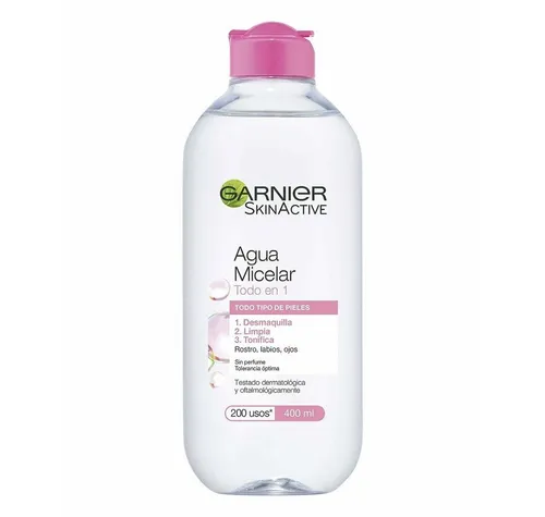GARNIER Mizellen Reinigungswasser 400ml - Gesichtsreinigung für alle Hauttypen, entfernt Make-up sanft und gründlich, ohne die Haut auszutrocknen.