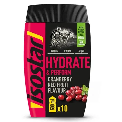 Isostar Hydrate & Perform: 400 g isotonisches Elektrolytgetränk – Elektrolytlösung zur Unterstützung der sportlichen Leistungsfähigkeit – Red Fruits