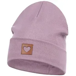 Smarilla Jerseymütze Mädchen Mütze Beanie Übergangsmütze gerippt Breiter Bund lila 50/52